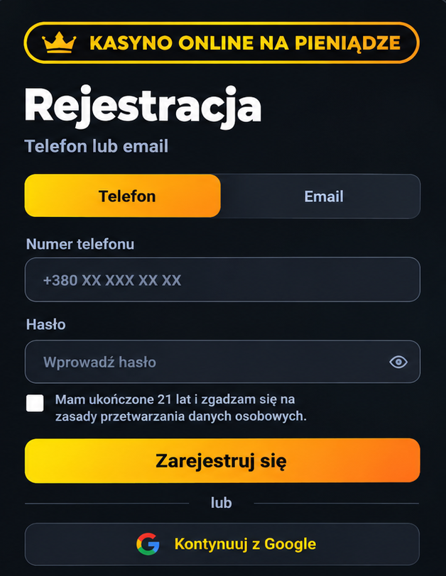 Formularz rejestracyjny konta gracza